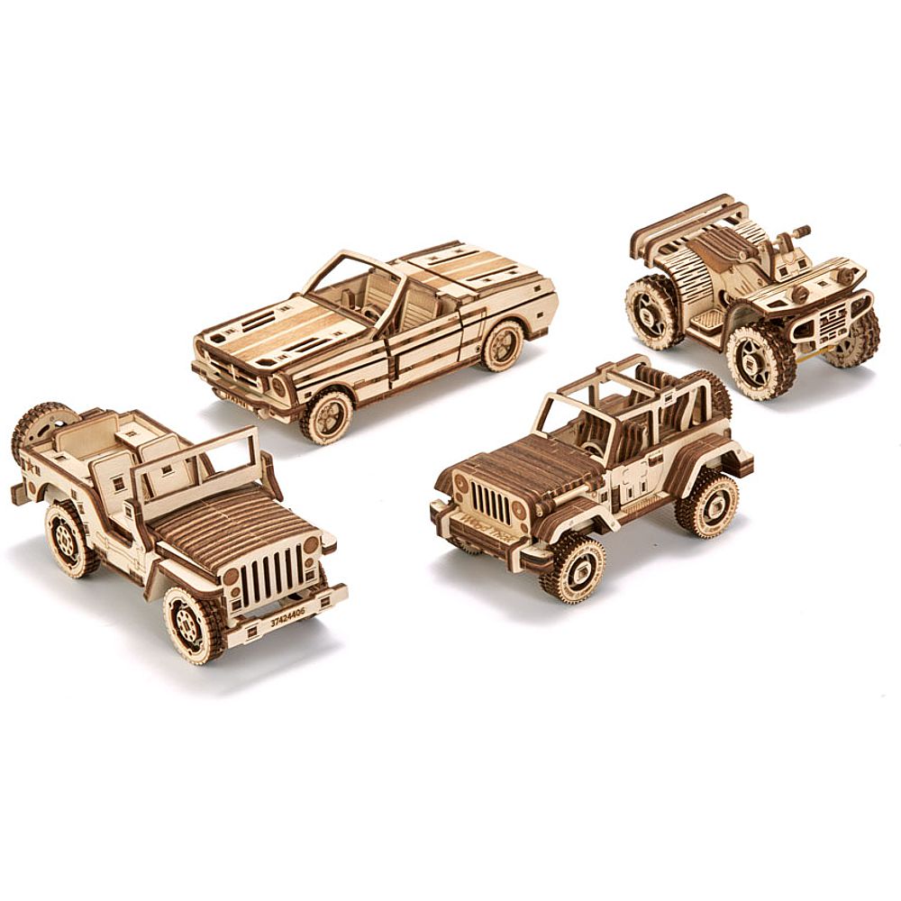 Wood Trick: Set of Cars,  Fahrzeug - Holzbausätze im 4er-Set