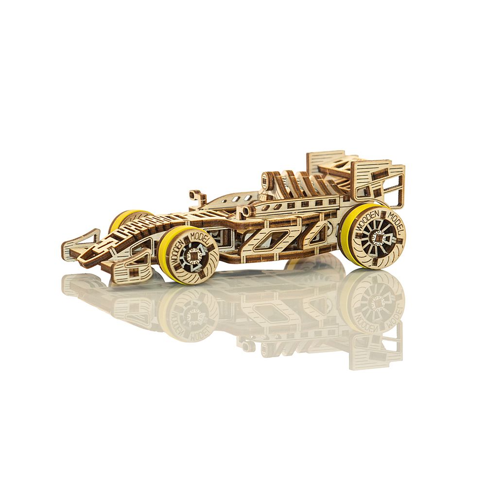 Wooden City 3D Holzbausatz Bolid Rennwagen, mit mechanischer Funktion